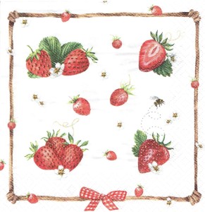 Serwetka decoupage 33x33 cm - truskawki, owoce