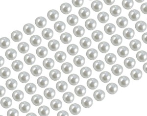 Perełki samoprzylepne, dżety 4mm,  białe - 442szt