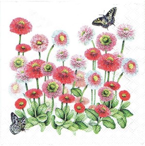 Serwetka decoupage mała 25x25cm - kwiaty, stokrotki
