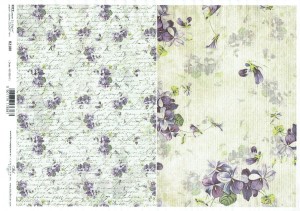 Papier ryżowy A4 ITD do decoupage - kwiaty, fiołki, napisy