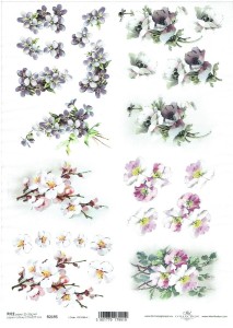 Papier ryżowy A4 ITD do decoupage - kwiaty, róże, anemony, fiołki