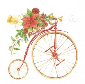 Serwetka decoupage 33x33 cm - rower, stroik, święta