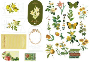 Naklejki foliowe zestaw 20 sztuk + 5 zawieszek - kwiaty i motyle