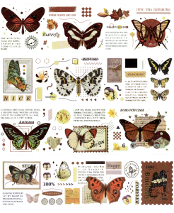 Naklejki foliowe i papierowe zestaw 4 arkusze - motyle, napisy