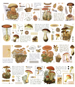 Naklejki foliowe i papierowe zestaw 4 arkusze - grzyby, napisy