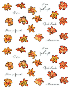 Naklejki foliowe zestaw 40 sztuk - kwiaty, lilie, napisy