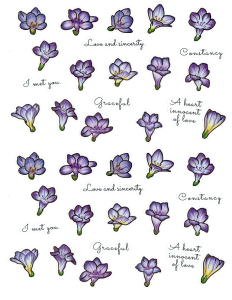 Naklejki foliowe zestaw 40 sztuk - kwiaty, frezje, napisy