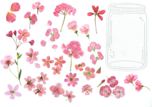 Naklejki foliowe zestaw 40 sztuk - kwiaty + słoik 