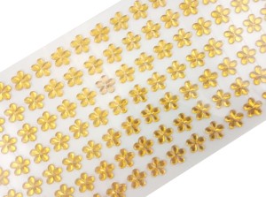 Kryształki samoprzylepne kwiatki 12mm, dżety - złote