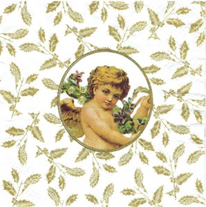 Serwetka decoupage 33x33 cm - anioł, ostrokrzew