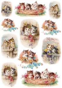 Papier klasyczny A4 do decoupage - koty, kotki