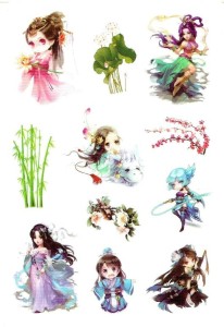 Naklejki, nalepki foliowe zestaw 6 sztuk - wojowniczki