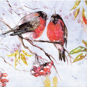 Serwetka decoupage 33x33 cm - ptaki, ptaszki, zima