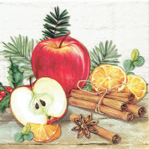 Serwetka decoupage 33x33 cm - jabłka, cytryny, owoce, cynamon