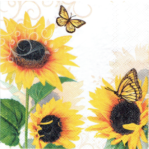Serwetka decoupage mała 25x25cm - kwiaty, słoneczniki