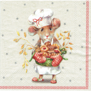 Serwetka decoupage mała 25x25cm - mysz, myszka, kucharz