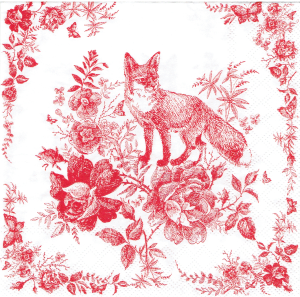 Serwetka decoupage 33x33 cm - lis, kwiaty, róże