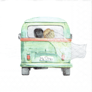 Serwetka decoupage 33x33 cm - samochód, para młoda