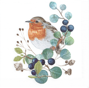Serwetka decoupage 33x33 cm - ptak, ptaszek, jagody
