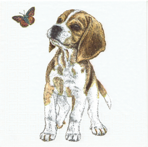 Serwetka decoupage 33x33 cm - pies, piesek, motyl