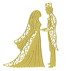 Scrapki papierowe złote perłowe Para Młoda - 5 sztuk 