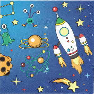 Serwetka decoupage 33x33 cm -rakiety kosmos, Ufo