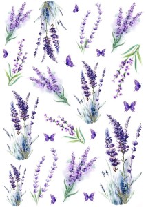 Papier klasyczny A4 do decoupage - lawenda, kwiaty, motyle