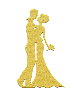 Scrapki papierowe złote perłowe Para Młoda - 5 sztuk