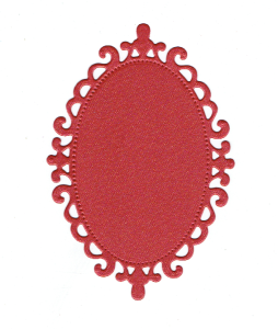 Scrapki papierowe czerwone perłowe ramki owalne, ramka - 5 sztuk