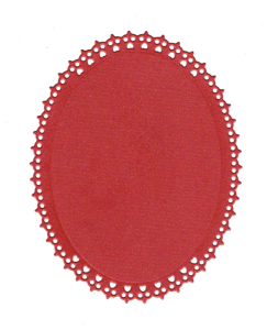 Scrapki papierowe czerwone perłowe ramki, ramka owalna - 5 sztuk