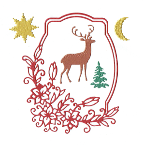 Scrapki papierowe perłowe Ramka, renifer, zestaw zimowy