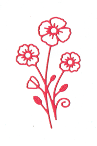 Scrapki papierowe kwiaty, kwiatki czerwone - 5 sztuk