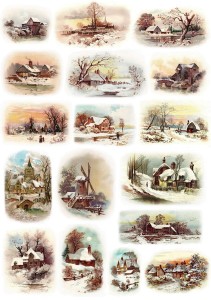 Papier ryżowy A4 do decoupage A - widok, pejzaż, zima