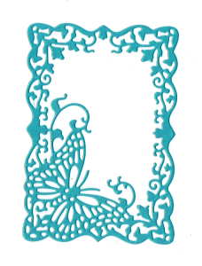 Scrapki papierowe turkusowe perłowe Ramki z motylem, ramka - 5 sztuk