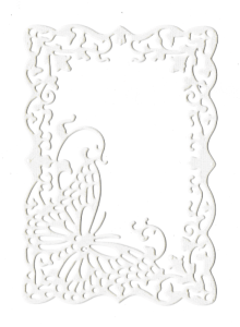 Scrapki papierowe białe perłowe Ramki z motylem, ramka - 5 sztuk