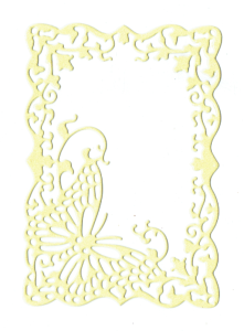 Scrapki papierowe żółte perłowe Ramki z motylem, ramka - 5 sztuk 