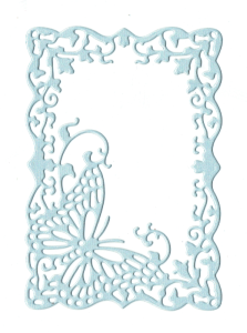 Scrapki papierowe błękitne perłowe Ramki z motylem, ramka - 5 sztuk 