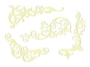 Scrapki papierowe żółte perłowe zawijasy -  4 sztuki 