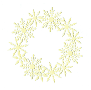 Scrapki papierowe żółte perłowe ramki, ramka, śnieżynki - 5 sztuk 