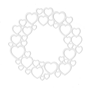 Scrapki papierowe białe perłowe Ramki serca, ramka - 5 sztuk