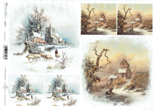 Papier ryżowy A4 ITD do decoupage - widok zimowy, pejzaż, zima 