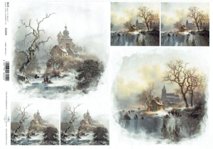 Papier ryżowy A4 ITD do decoupage - widok zimowy, pejzaż, zima