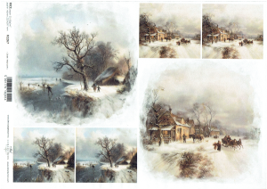 Papier ryżowy A4 ITD do decoupage - widok zimowy, pejzaż, zima 