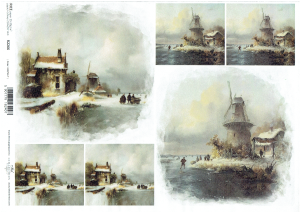 Papier ryżowy A4 ITD do decoupage - widok zimowy, pejzaż, zima