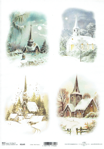 Papier ryżowy A4 ITD do decoupage - widok zimowy, pejzaż, zima