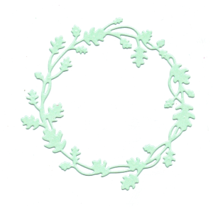 Scrapki papierowe miętowe perłowe ramka, liście - 5 sztuk 