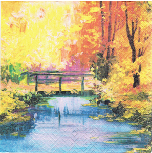 Serwetka decoupage 33x33 cm - widok, pejzaż, las, staw