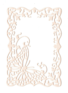 Scrapki papierowe brzoskwiniowe perłowe Ramki z motylem, ramka - 5 sztuk  
