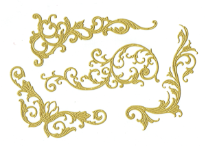 Scrapki papierowe złote perłowe zawijasy -  4 sztuki 