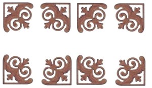 Scrapki papierowe Narożniki ozdobne brązowe - 8 sztuk